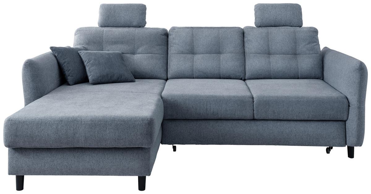 Ecksofa Brizzini Hellblau S: 176/250-280 cm - Blau/Schwarz, MODERN, Holz/Textil (176/250-280cm) - Livetastic