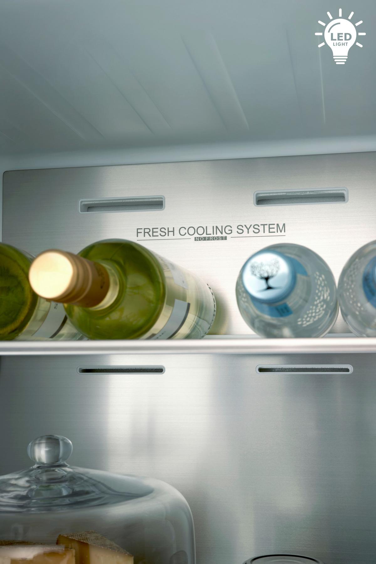 Kühl-Gefrier-Kombination Edelstahlfarben 378+116 L - Edelstahlfarben, KONVENTIONELL, Metall (66/59,5/201,8cm) - Trisa Electronics
