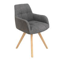 Armlehnenstuhl Elke Grau gepolstert - Naturfarben/Grau, MODERN, Holz/Textil (61/88/66,5cm) - James Wood