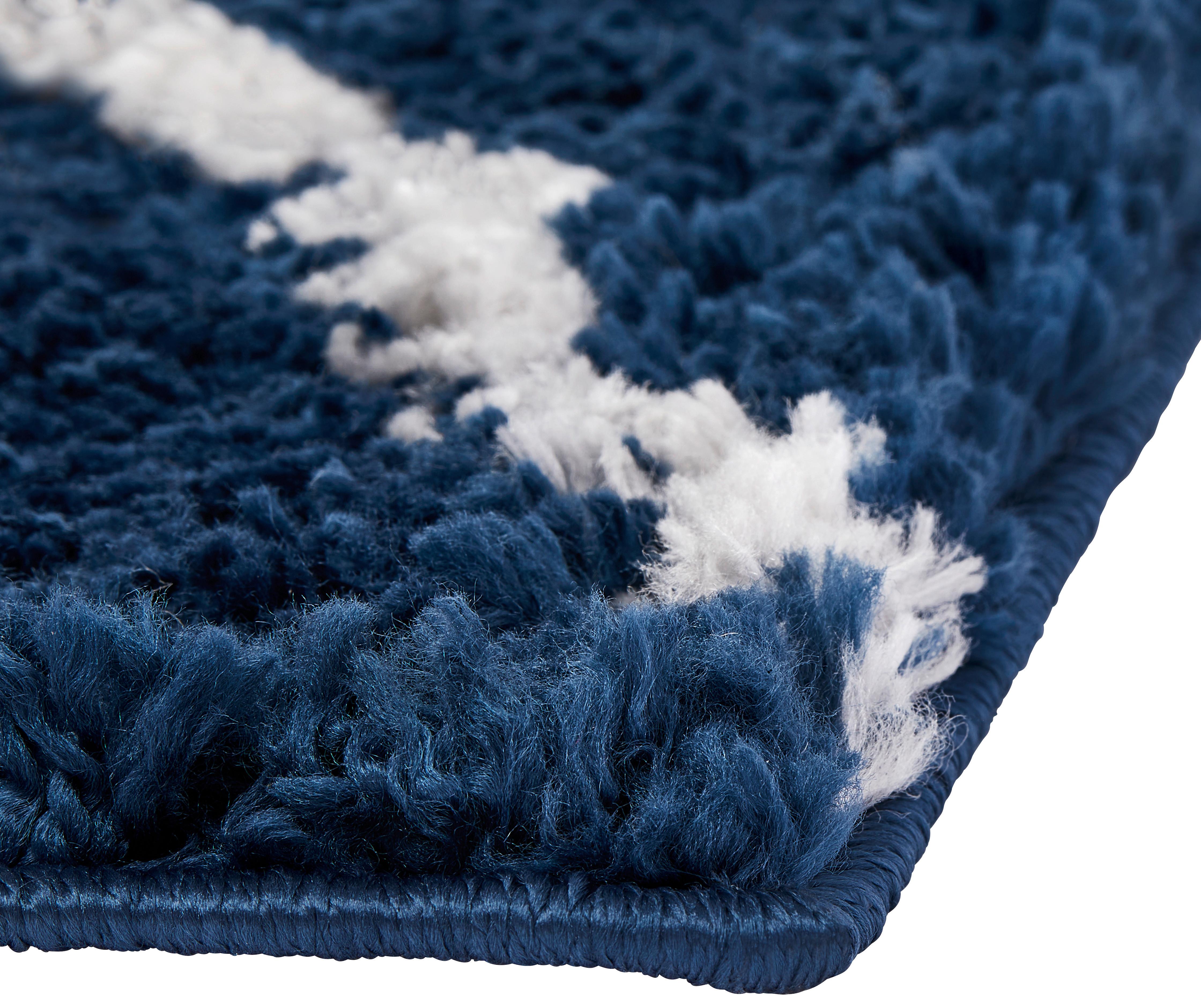 Hochflor Teppich Weiß/Blau Jenson 160x230 cm - Blau/Weiß, Basics, Textil (160/230cm) - James Wood
