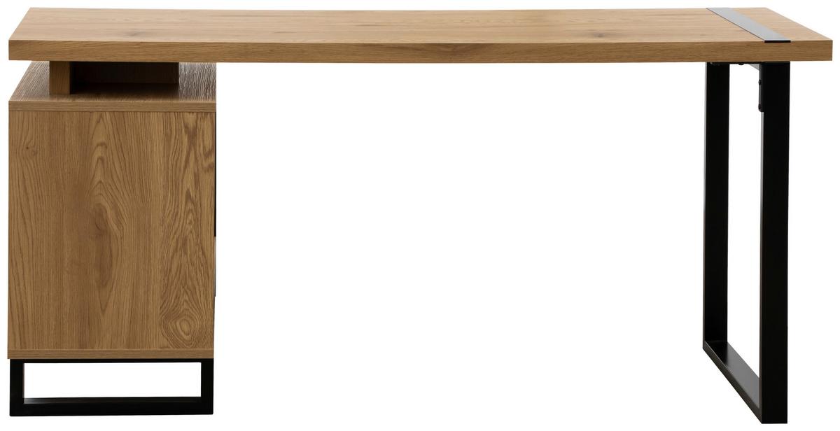 Eckschreibtisch Ray Schwarz/Eichefarben L: 160 cm - Eichefarben/Schwarz, MODERN, Holzwerkstoff/Metall (160/160/76cm) - MID.YOU