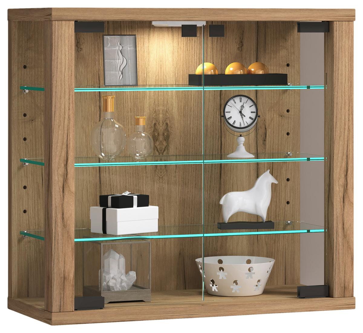 Vitrine Vitrosa Honigeiche Dekor B: 43 cm - Honigeiche, Design, Glas/Holzwerkstoff (43/40/18cm) - MID.YOU
