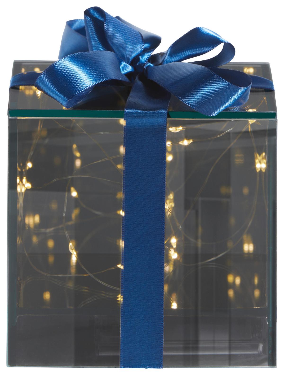Dekogeschenkbox Lina - Blau/Transparent, KONVENTIONELL, Glas/Textil (12/12/12cm) - Luca Bessoni