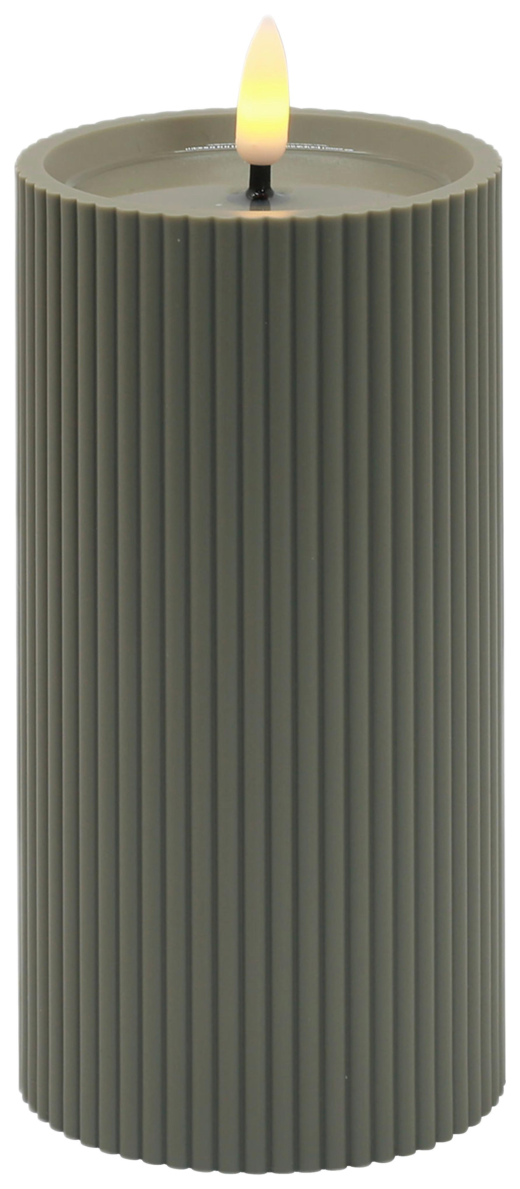 LED svíčka LIORIS, 15 CM - olivově zelená, plast (7,5/15cm) - Mömax
