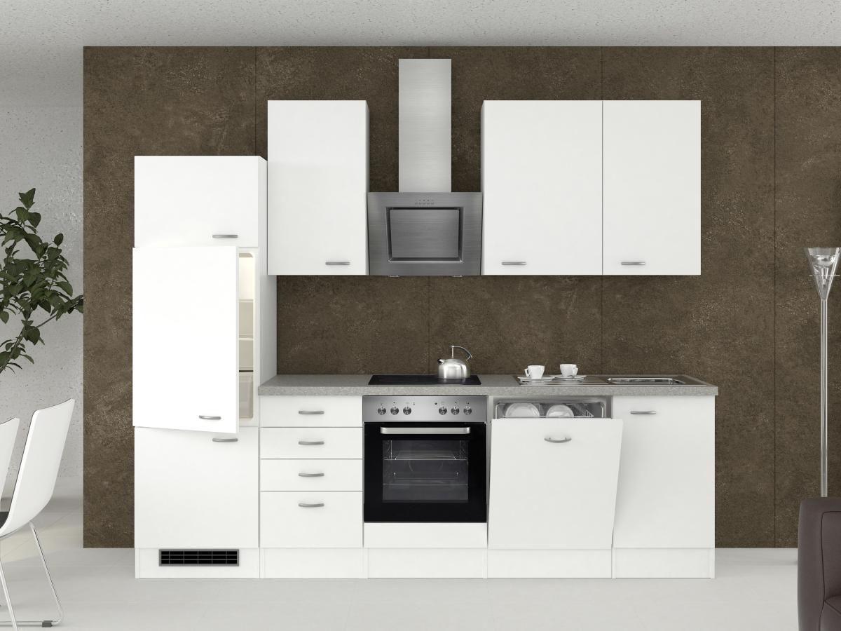 Küchenzeile Wito mit Geräten 280 cm Weiß/Grau Modern - Hellgrau/Weiß, MODERN, Holzwerkstoff (280cm) - FlexWell