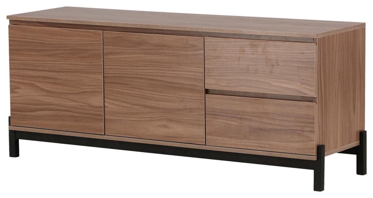 Sideboard Corpus - Nussbaumfarben/Schwarz, Design, Holz/Holzwerkstoff (135/56/40cm) - Livetastic
