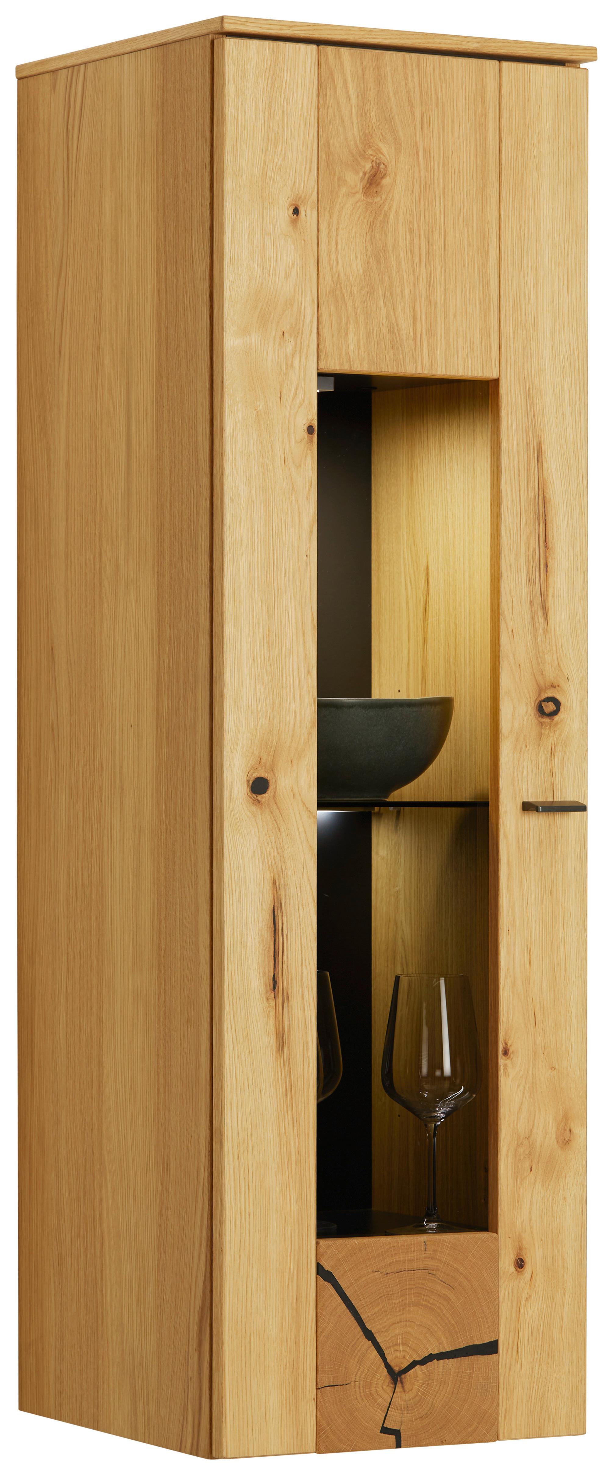 Závesná Vitrína Stockholm - čierna/farby duba, Moderný, kov/kompozitné drevo (37/119/38cm) - Premium Living