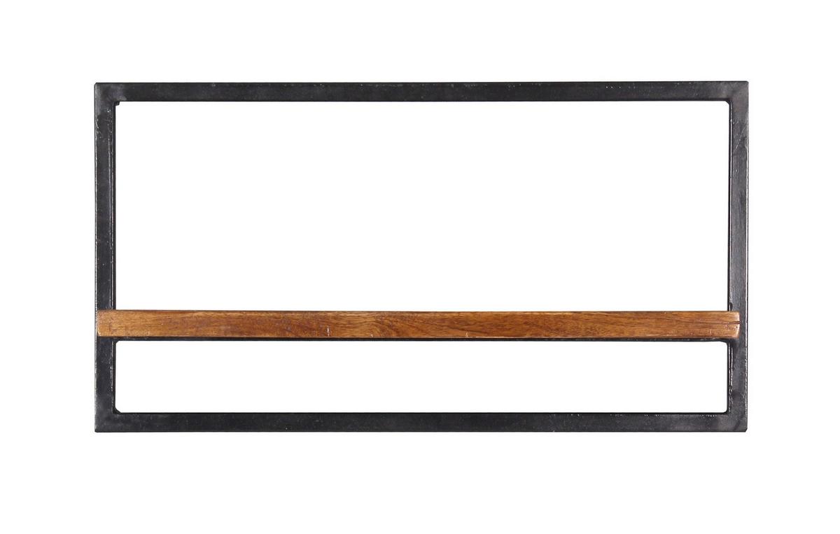 Wandregal Mangoholz/Schwarz B: 65cm - Schwarz/Naturfarben, Design, Holz/Metall (65/35/25cm) - MID.YOU