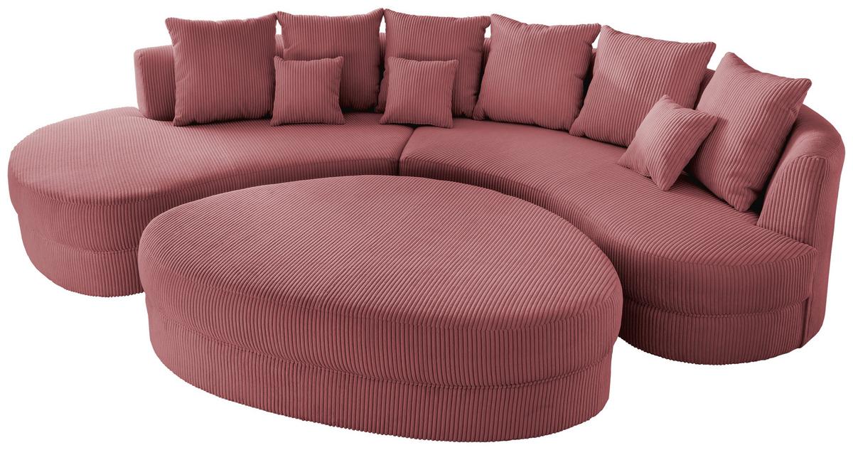 Wohnlandschaft Limoncello Koralle S: 160x300 cm - Koralle/Schwarz, Design, Textil (160/300cm) - Livetastic