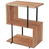 Beistelltisch Massivholz S-Form, Akazie/Schwarz - Schwarz/Akaziefarben, MODERN, Holz/Metall (45/30/60cm) - MID.YOU