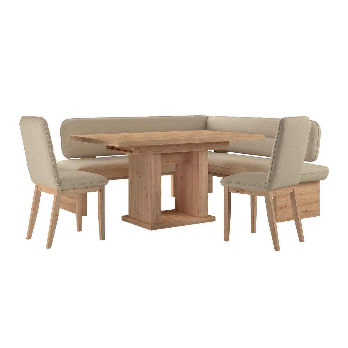 Eckbank Beluna Ii Webstoff Beige, B: 232cm - Eichefarben/Beige, KONVENTIONELL, Holz/Textil (232/170cm) - James Wood