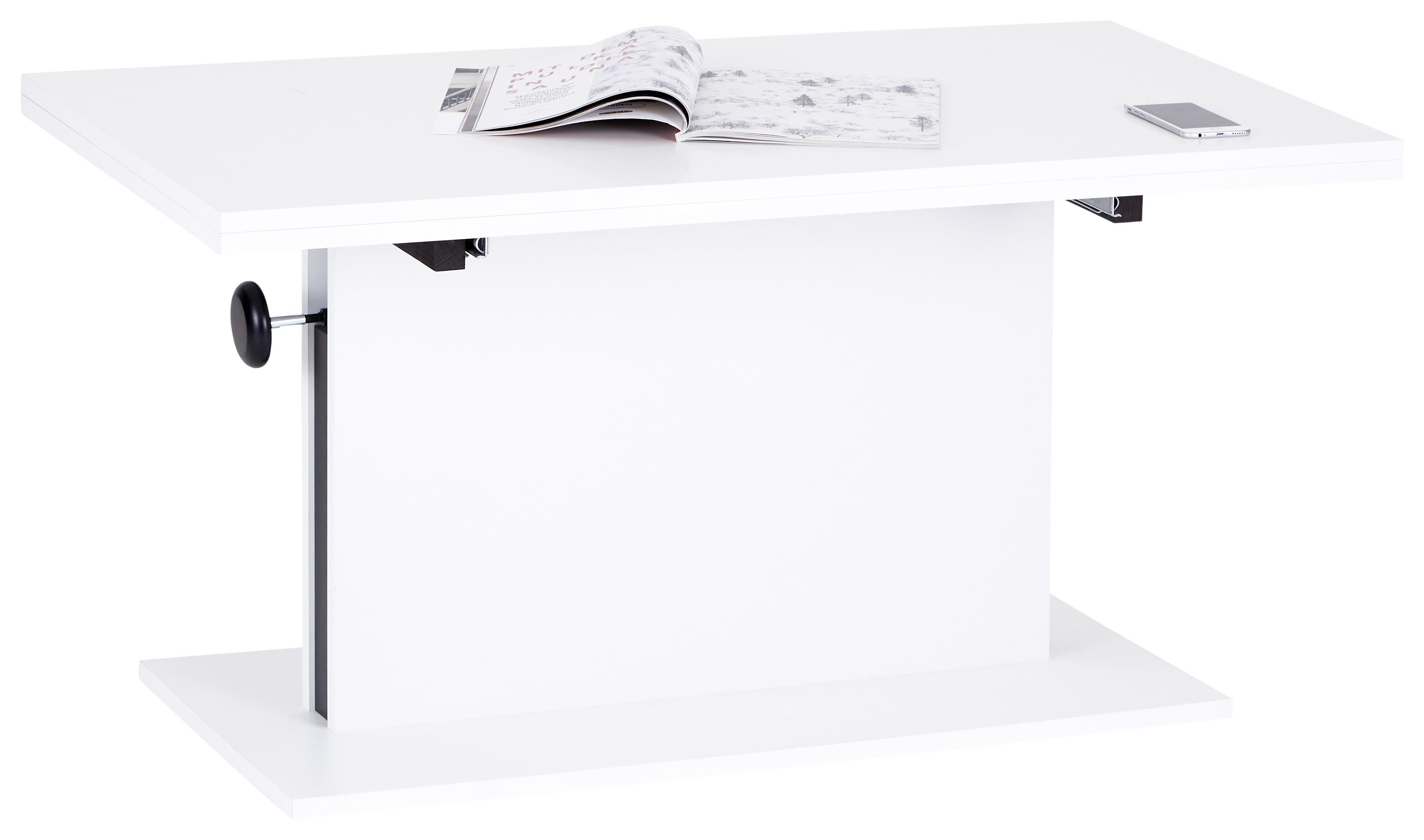 Couchtisch höhenverstellbar + Ausziehbar Sonata, Weiß - Schwarz/Weiß, ROMANTIK / LANDHAUS, Holzwerkstoff (55-110/110/57-73cm) - MID.YOU