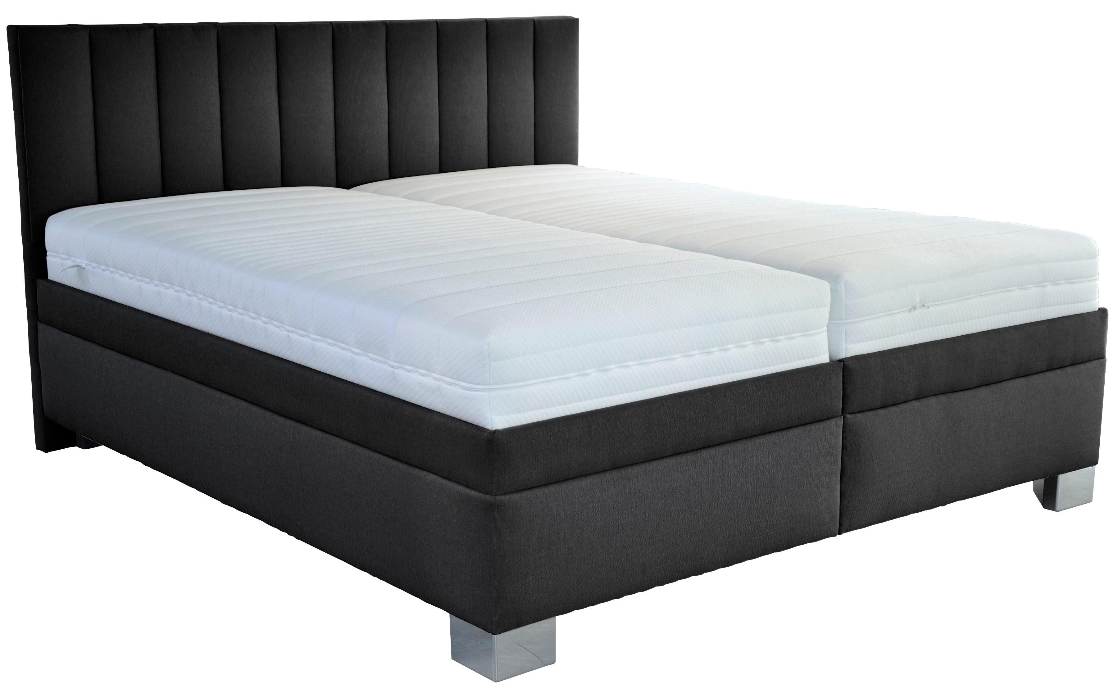 Polsterbett Faust 180x200 Schwarz - Silberfarben/Schwarz, MODERN, Textil (187/114/214cm)