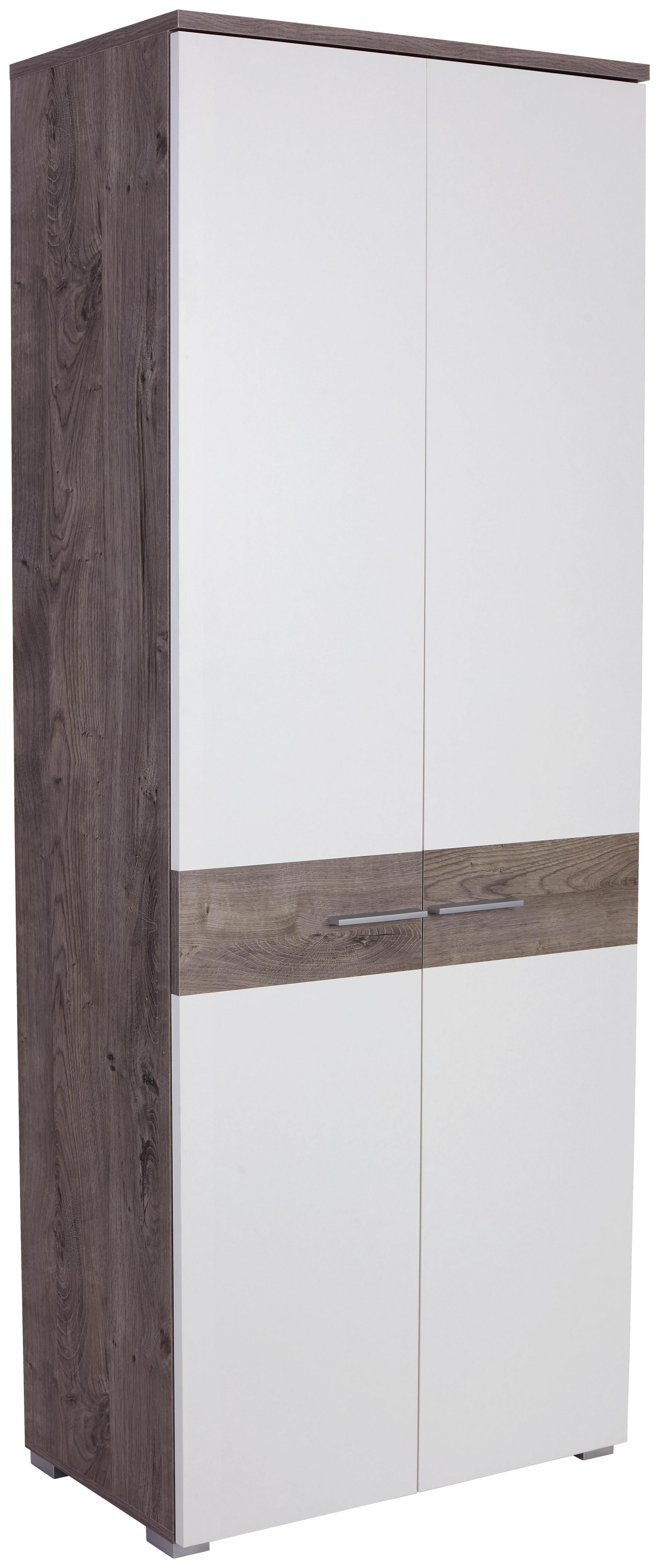 Előszoba Szekrény Monza - Tölgyfa/Fehér, modern, Faalapú anyag (80/196/36cm)