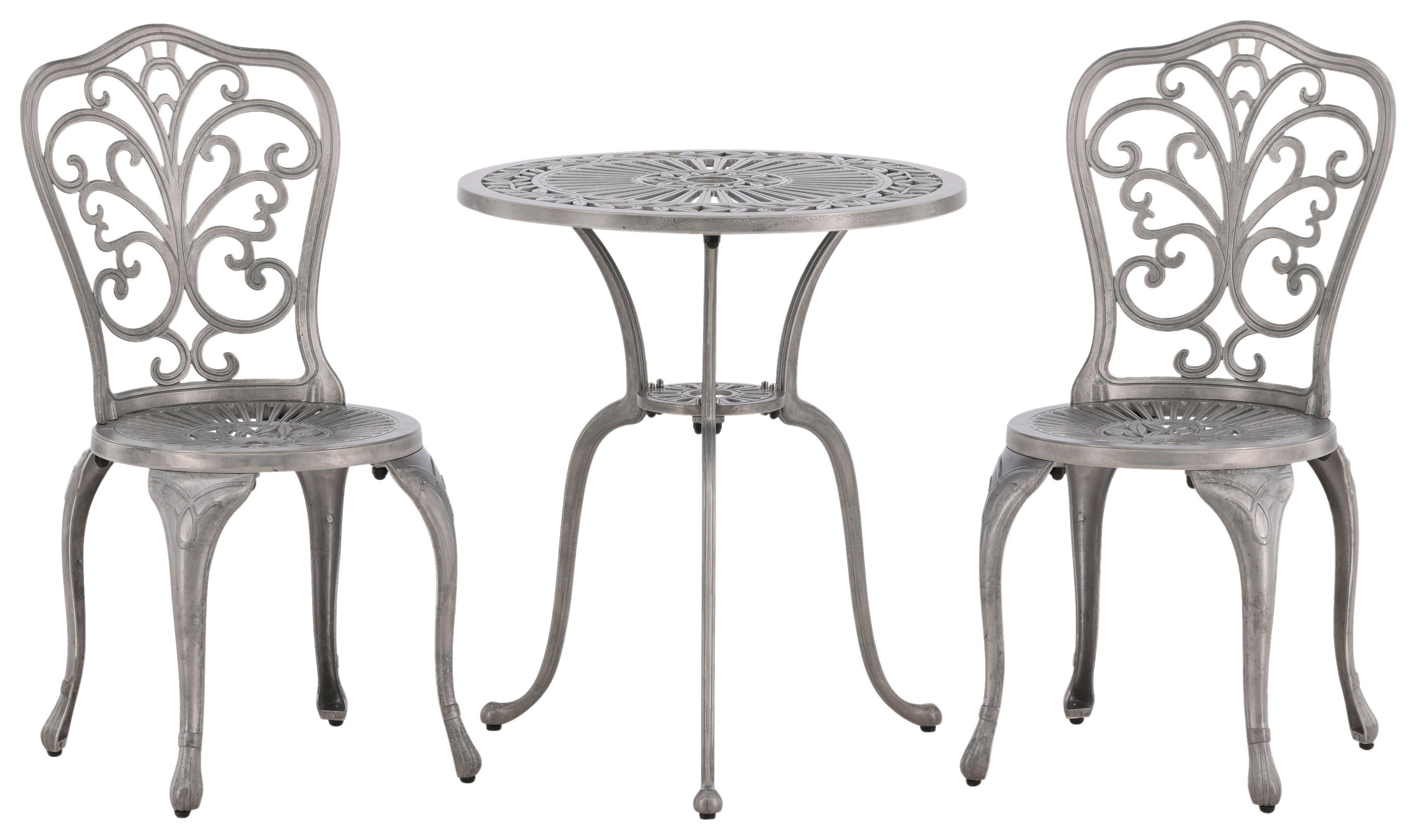 Balkonset Nandin - Silberfarben, KONVENTIONELL, Metall - Gardenson