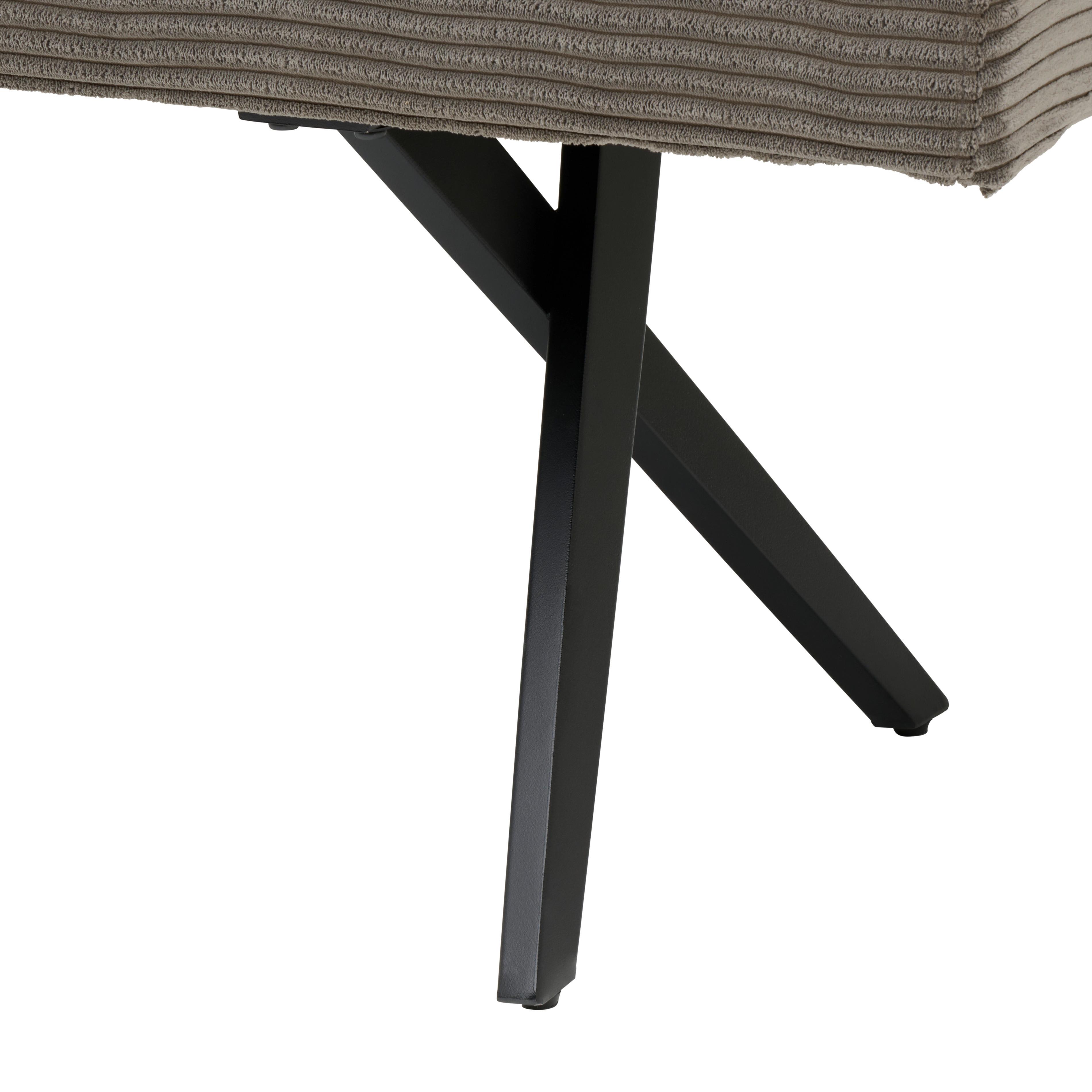 Sitzbank Ohne Lehne Cord Dunkelgrau, B: 140 Cm - Dunkelgrau/Schwarz, KONVENTIONELL, Textil/Metall (140/49/47cm) - MID.YOU