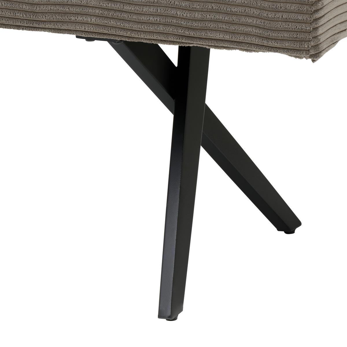 Sitzbank ohne Lehne Cord Dunkelgrau, B: 140 cm - Dunkelgrau/Schwarz, KONVENTIONELL, Textil/Metall (140/49/47cm) - MID.YOU