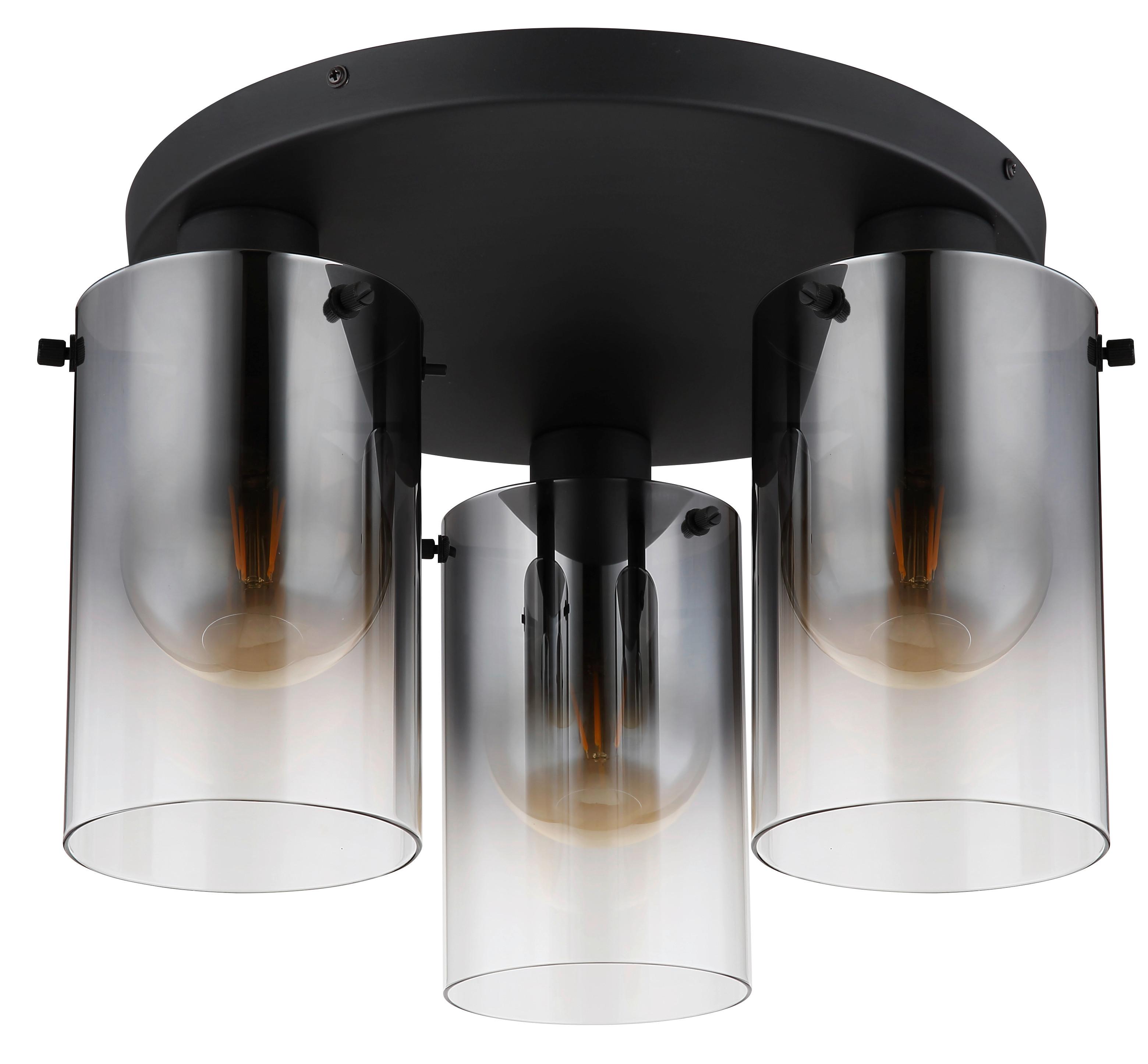 DECKENLEUCHTE 15768-3D FLORENTINA - Klar/Schwarz, Basics, Glas/Metall (40,5/26cm) - Globo