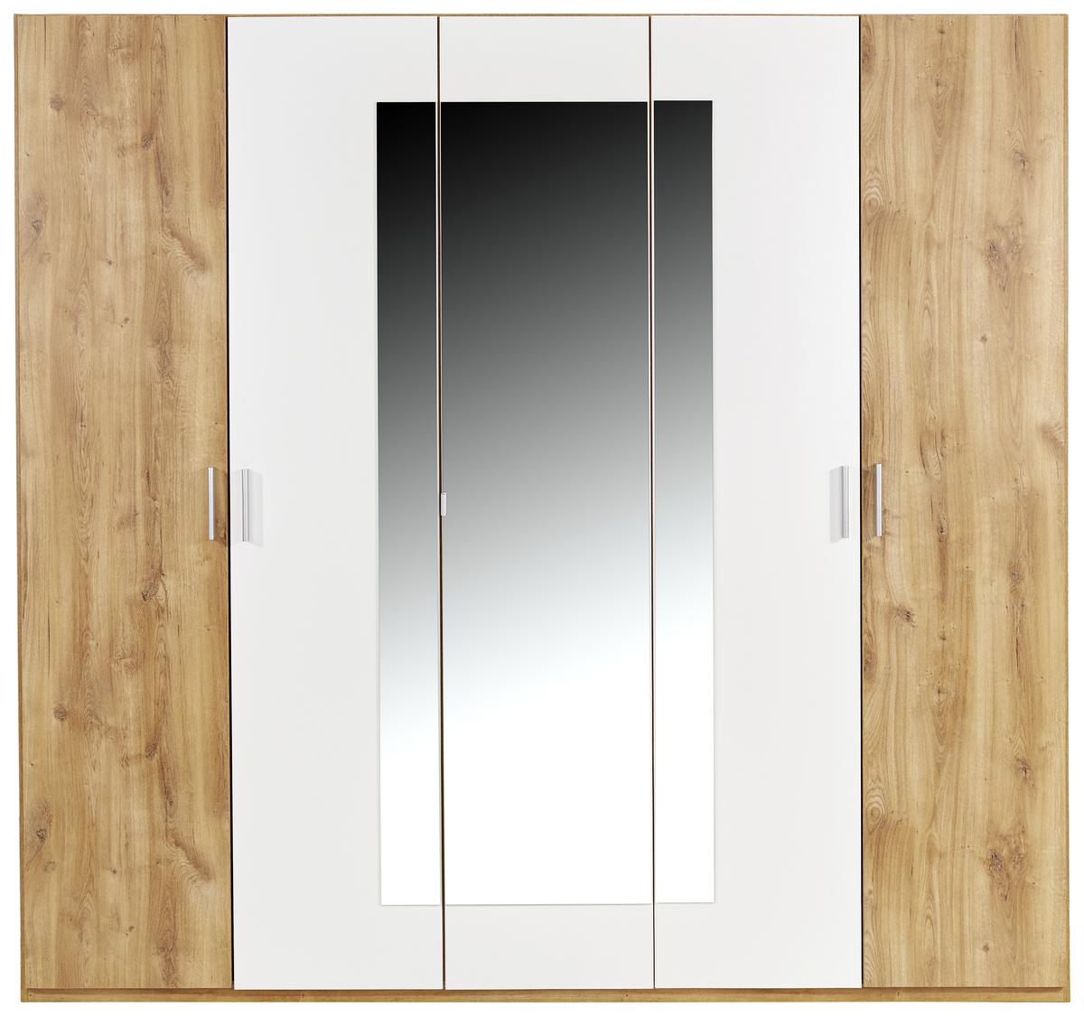 Schlafzimmer-set Katrin 4-tlg. Eiche Dekor/weiß Mit Spiegel - Eichefarben/Weiß, KONVENTIONELL, Holzwerkstoff (180/200cm) - MID.YOU