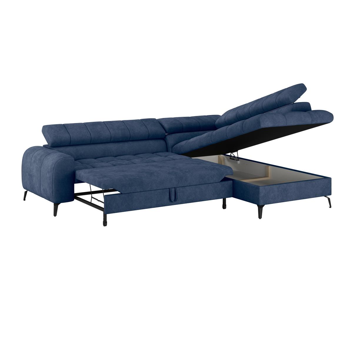 Ecksofa Volf Rechts New Blau, S: 261x203 cm - Blau/Schwarz, Trend, Kunststoff/Textil (261/203cm)