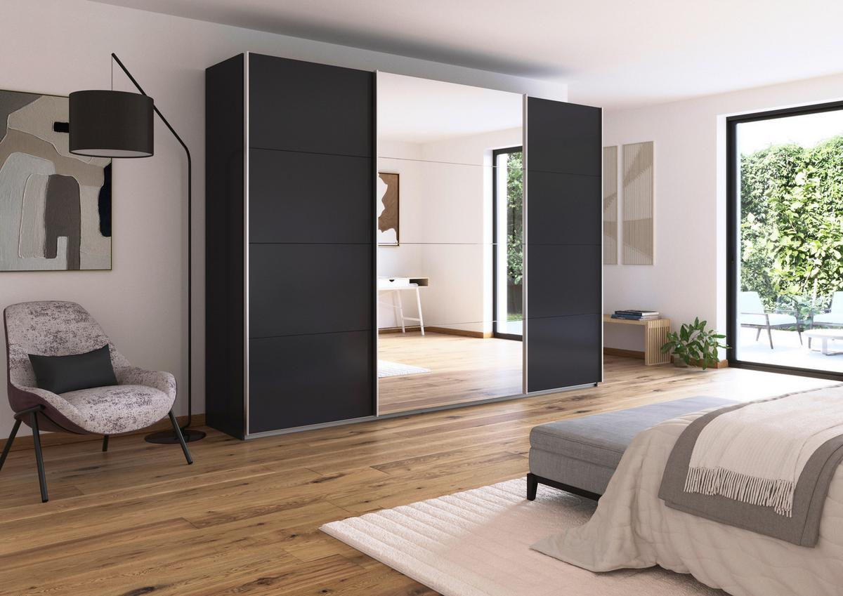 Schwebetürenschrank + Spiegel B: 315cm Feldkirch Grau - Anthrazit/Silberfarben, MODERN, Holzwerkstoff (315/229/62cm)