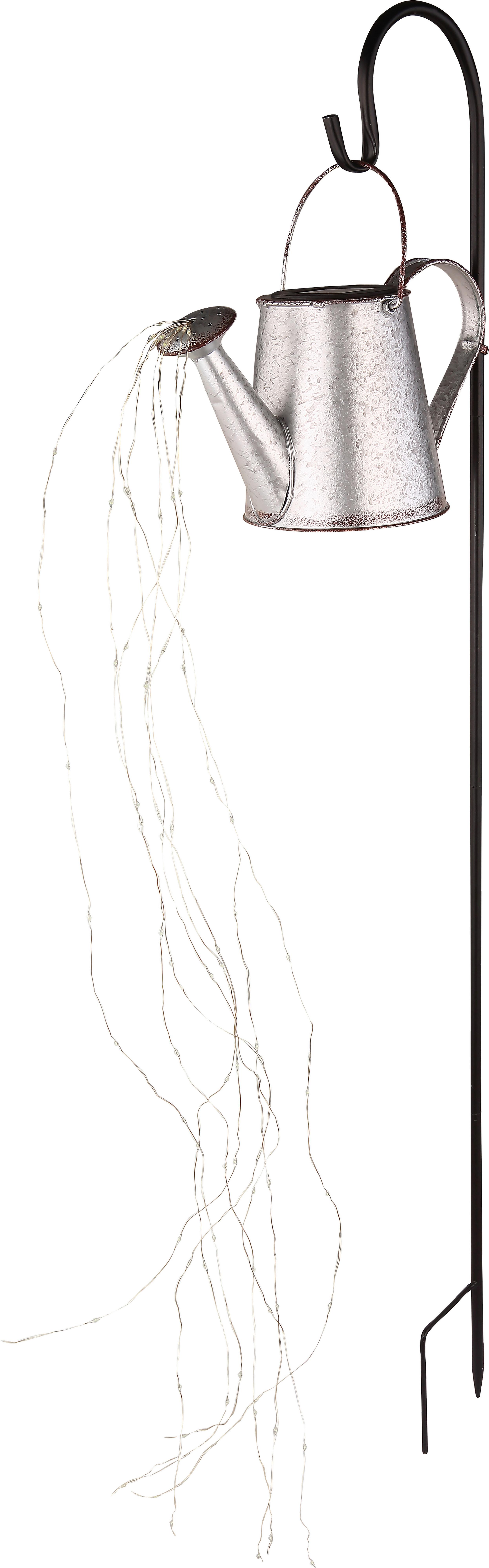 Solarleuchte mit Erdspieß Gießkanne Greta H: 112 cm - Silberfarben/Hellgrau, KONVENTIONELL, Metall (30/17/112cm) - Homezone