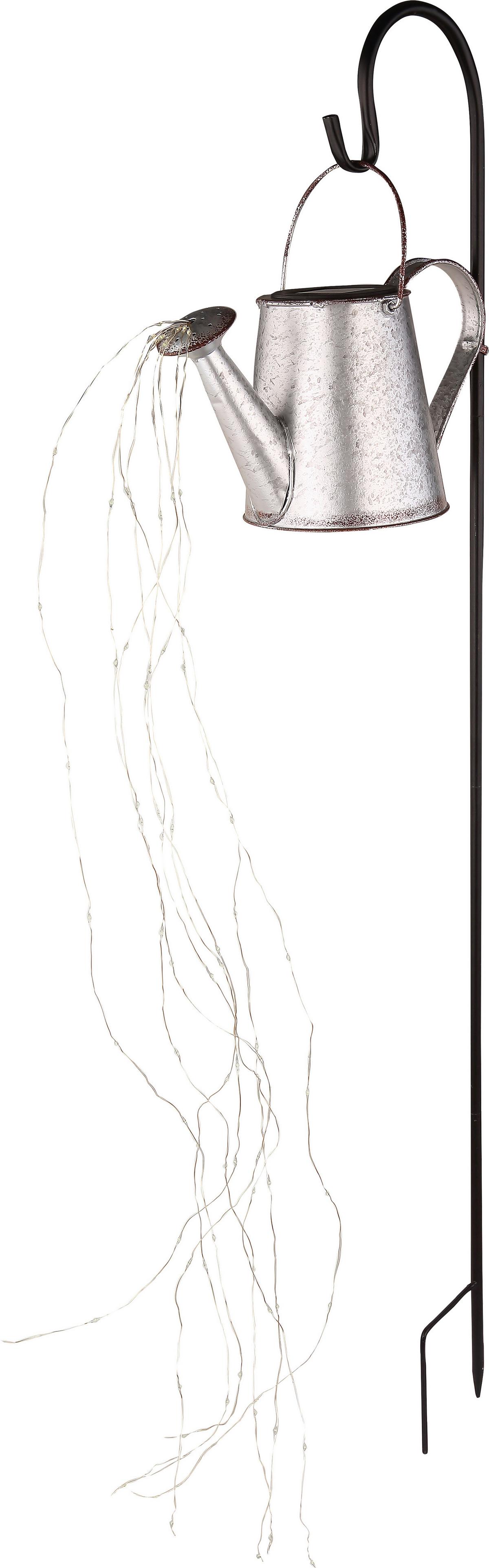 Solarleuchte mit Erdspieß Gießkanne Greta H: 112 cm - Silberfarben/Hellgrau, KONVENTIONELL, Metall (30/17/112cm) - Homezone