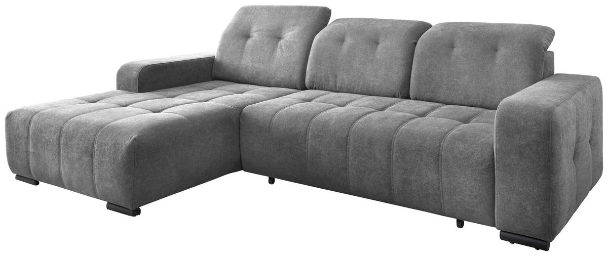 Ecksofa Vicari Dunkelgrau S: 292x185cm - Dunkelgrau/Schwarz, MODERN, Textil (292/185cm) - Livetastic