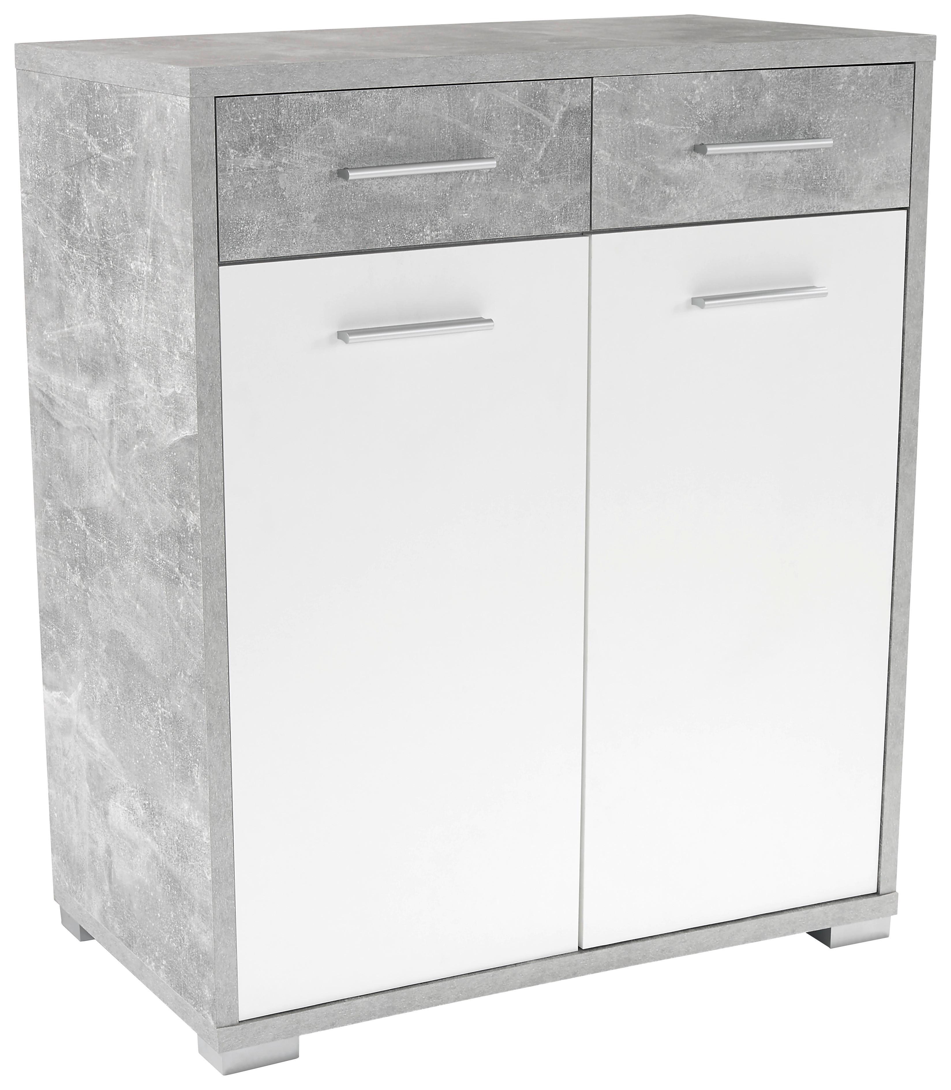 Kommode B 98 cm Q-BIG New, Beton Optik/Weiß - Weiß/Grau, MODERN, Holz (98/105/44cm)