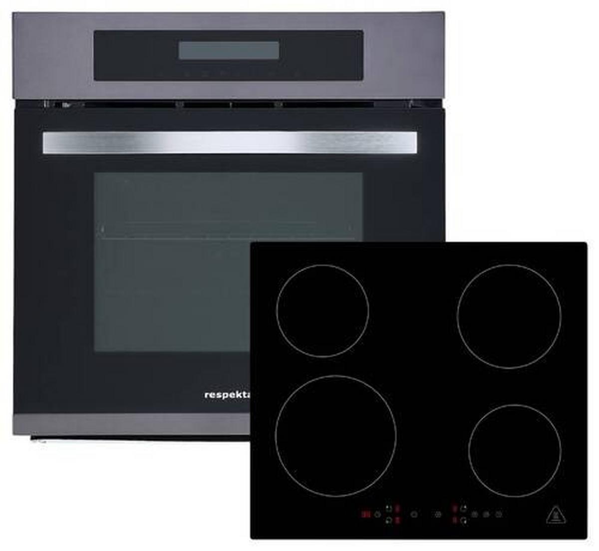 Einbauherd-Set B: 59,5 cm Elektro-Glaskeramik/ Induktion - Schwarz, Trend, Glas/Kunststoff (59,5/59,5/57,5cm) - Respekta