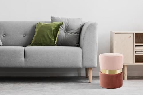 Pouf Samt Dunkel-Hellrosa/ Goldfarben BxHxT: 35x46x35 cm - Hellrosa/Dunkelrosa, Basics, Holz/Holzwerkstoff (35/46/35cm) - Kayoom