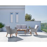 TERASOVÁ SEDACÍ SOUPRAVA BRÜSSEL - šedá/přírodní barvy, Moderní, dřevo/textil - Zandiara