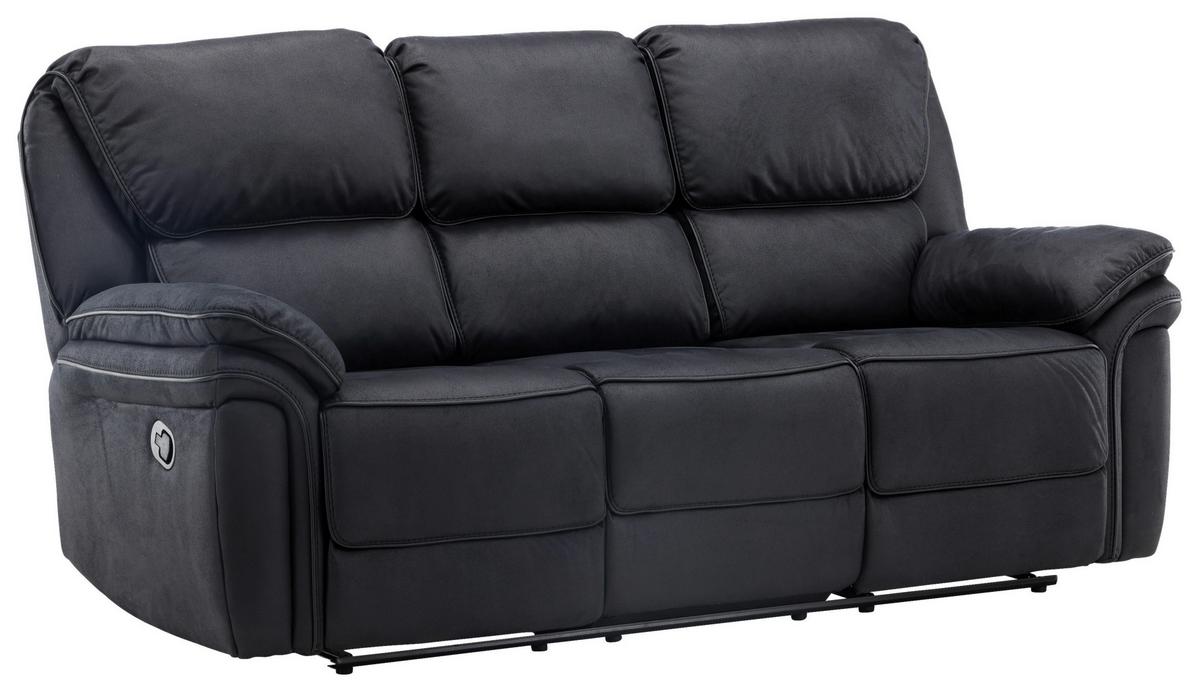 3-Sitzer-Sofa Saranda - Schwarz, Design, Kunststoff/Textil (228/103/99cm) - Livetastic