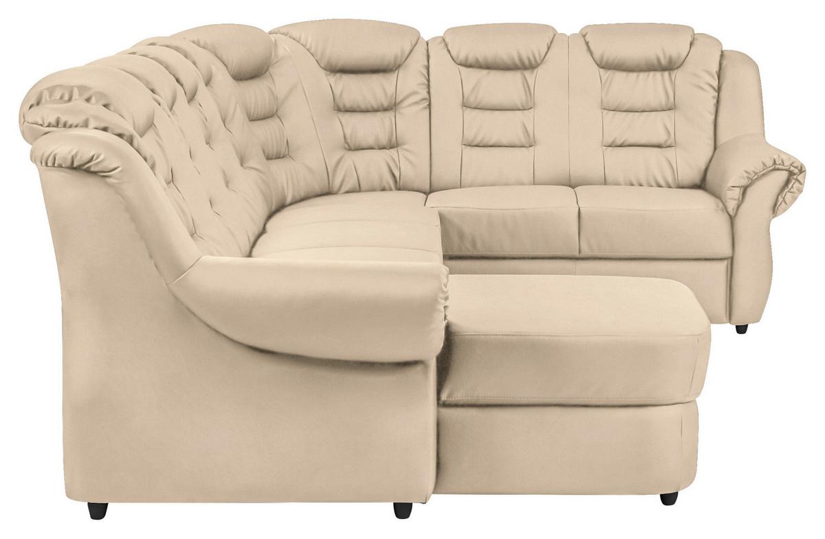 Wohnlandschaft Boston Beige Lederlook - Beige/Schwarz, KONVENTIONELL, Textil (165/333/216cm) - Livetastic