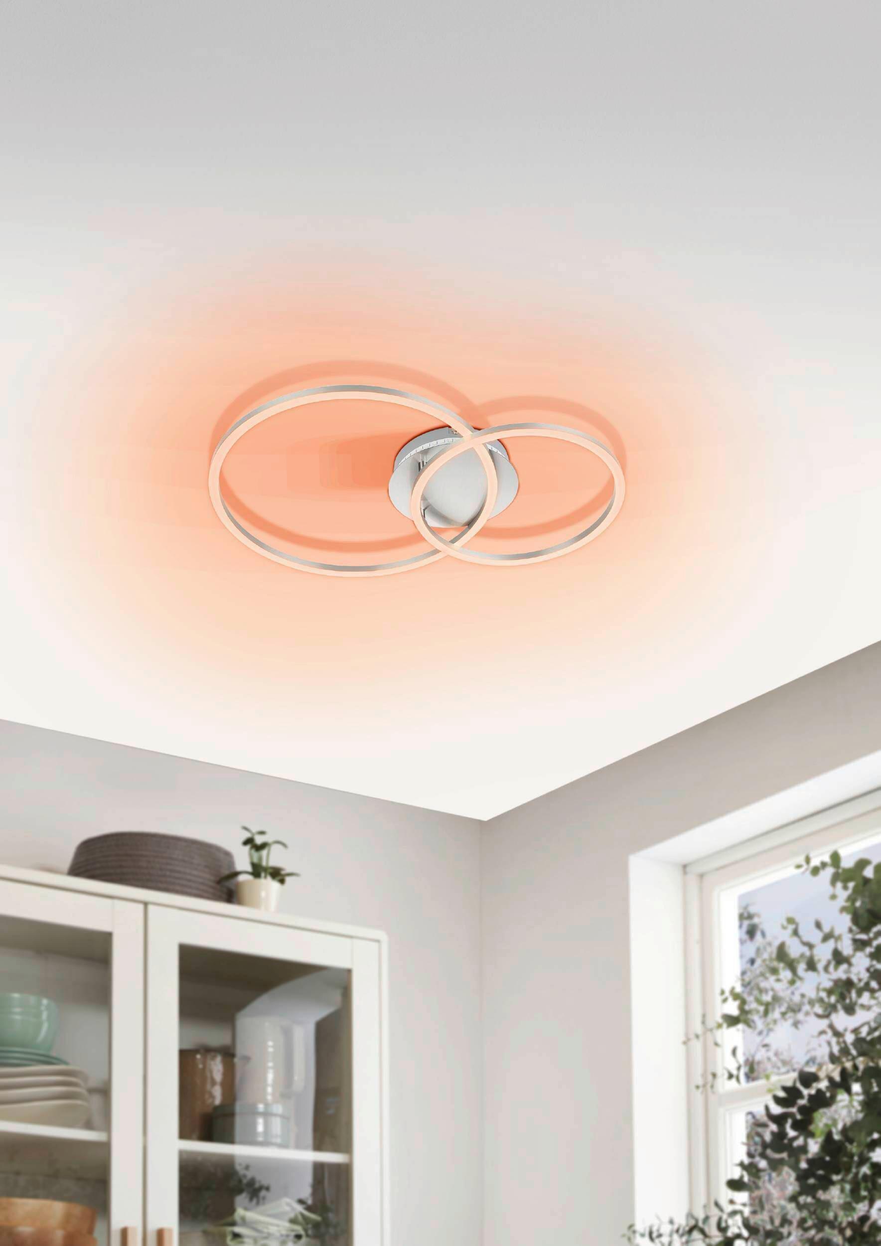 Deckenleuchte 75607 Palmaves Ø 39 Cm - Silberfarben/Weiß, Basics, Kunststoff/Metall (39/55cm)