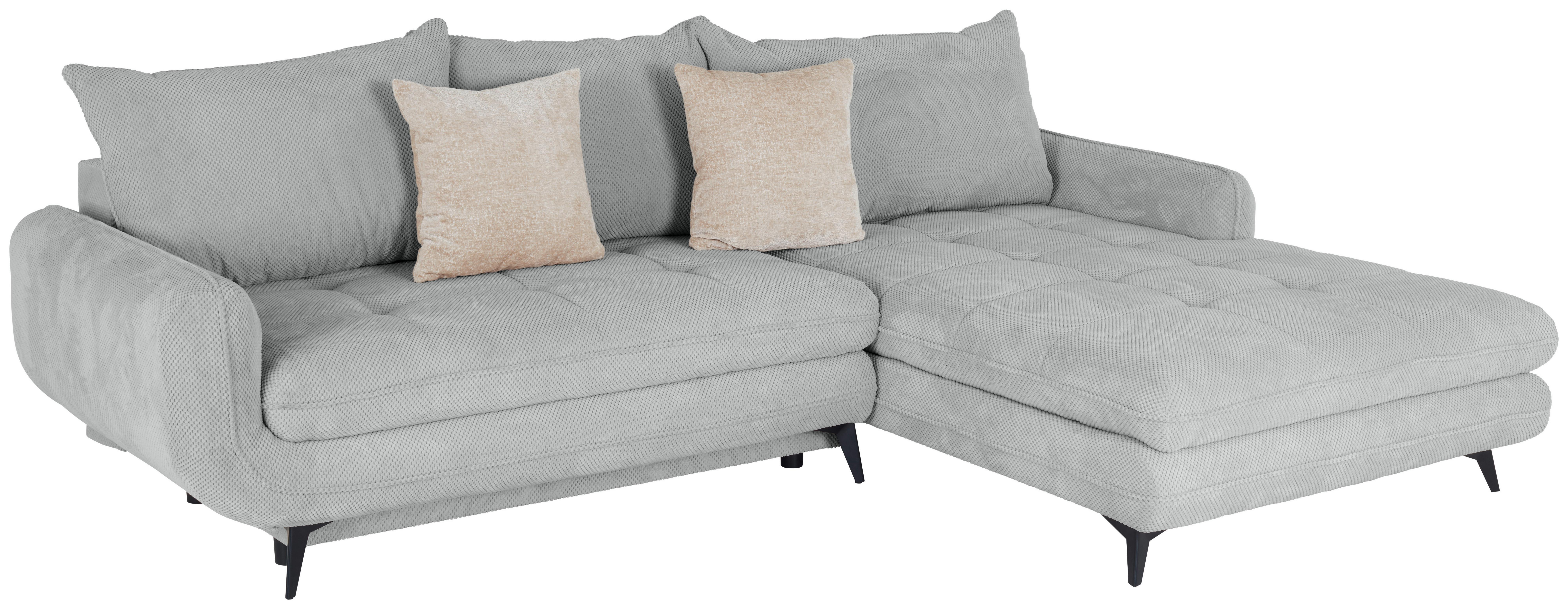 Ecksofa Wave - Silberfarben/Schwarz, MODERN, Holz/Textil (266/189cm)