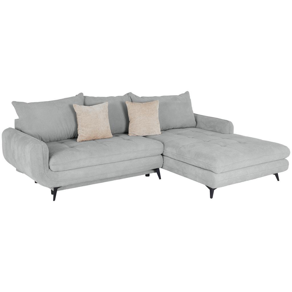 Ecksofa mit Schlaffunktion & Bettkasten Wave Silberfarben
