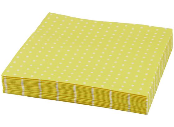 Ubrousek Mini Dots - bílá/žlutá, papír (33/33cm) Ubrousek Mini Dots - bílá/žlutá, papír (33/33cm)