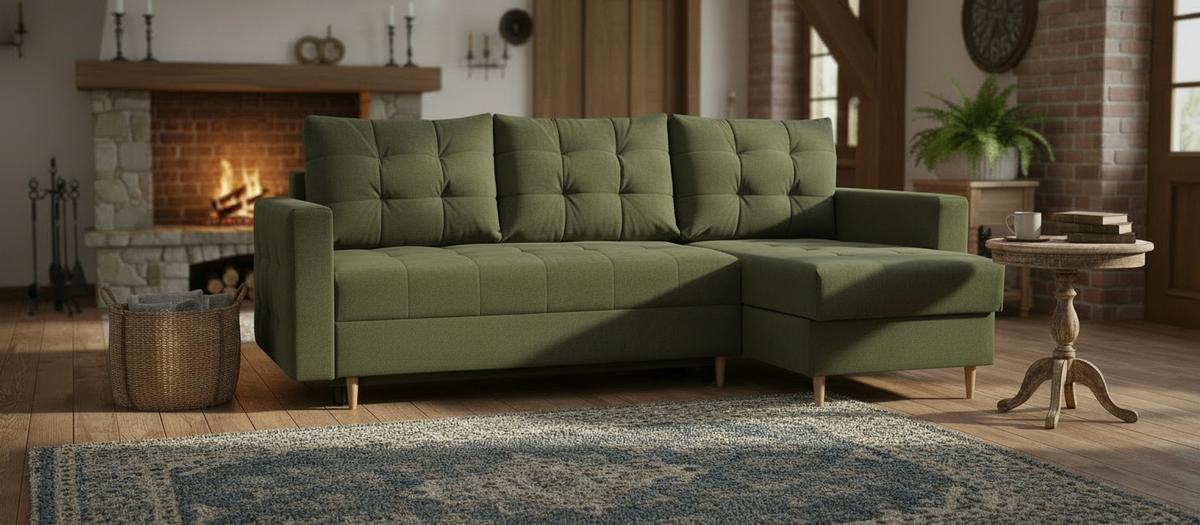 Ecksofa Asti Olivgrün S: 232x141 cm - Olivgrün, Design, Textil (232/141cm) - MID.YOU