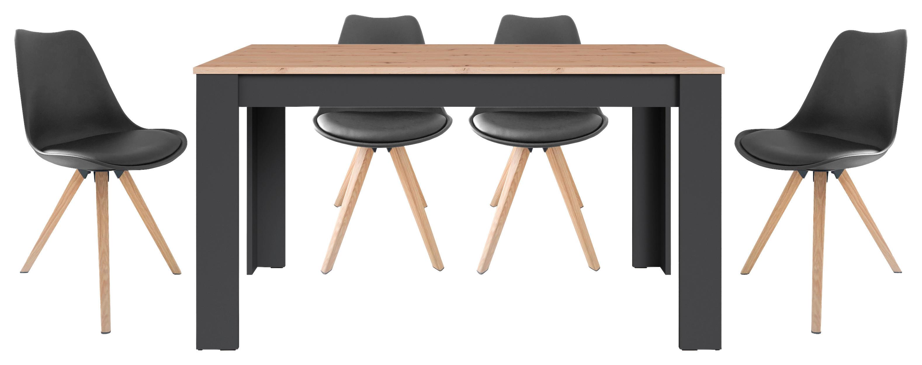 Tischgruppe Kira - Eichefarben/Anthrazit, MODERN, Holzwerkstoff/Kunststoff - MID.YOU