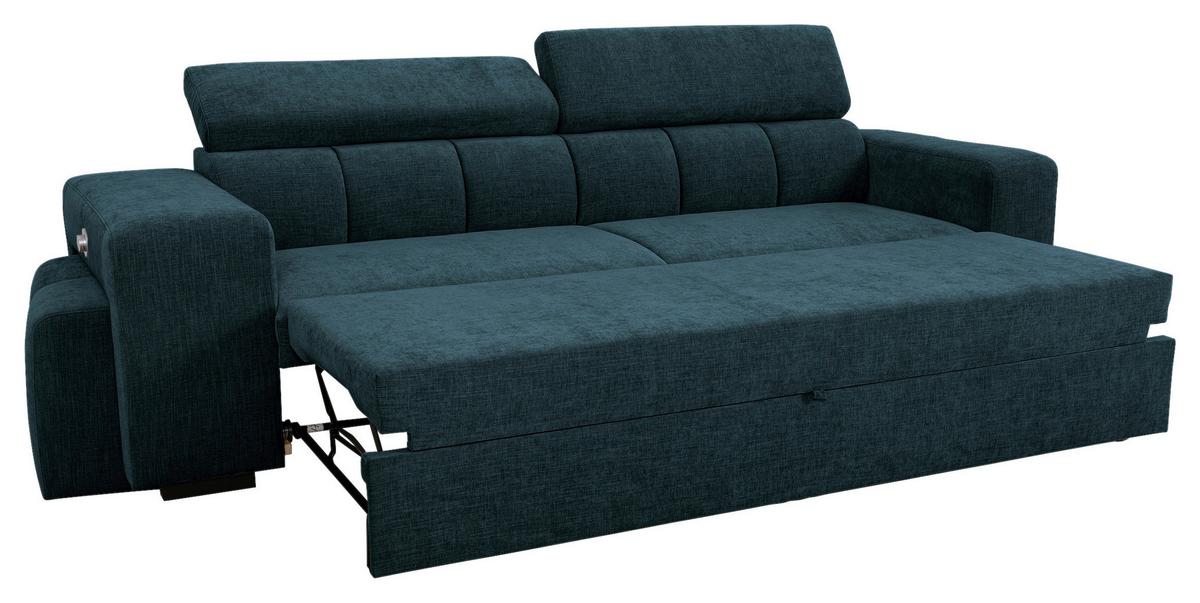 3-SitzerSofa m. Schlaffunktion Sirius S blau, B: 251cm - Blau/Schwarz, KONVENTIONELL, Holz/Holzwerkstoff (251/96/100cm)