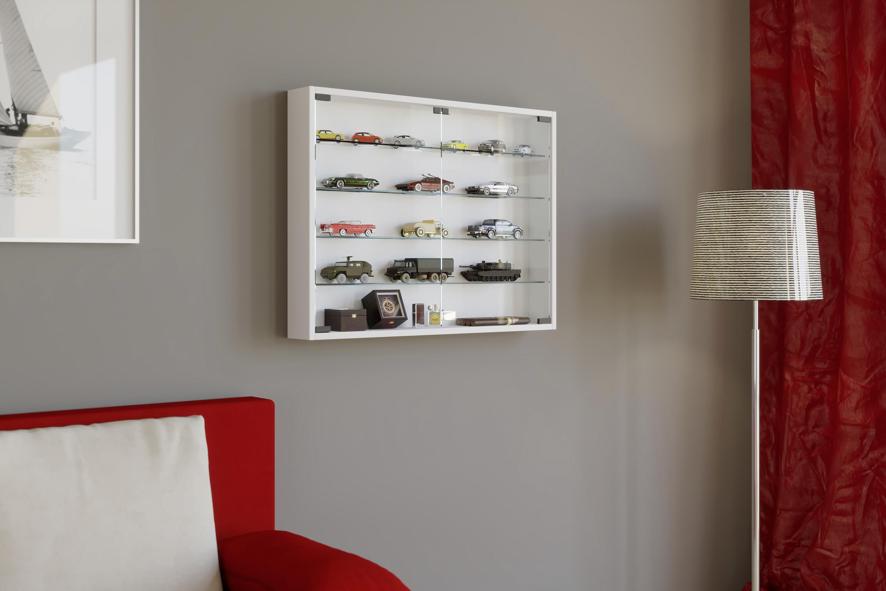 Závěsná Vitrína Mandosa L Š: 80 Cm Bílá - bílá/černá, Konvenční, kompozitní dřevo/plast (80/60/10cm) - MID.YOU