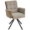 Armlehnstuhl Frida Braun/Grau Sitzfläche drehbar - Schwarz/Braun, MODERN, Holz/Textil (61/91/64cm) - Livetastic