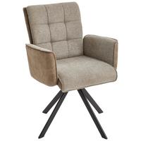 Armlehnstuhl Frida Braun/Grau Sitzfläche drehbar - Schwarz/Braun, MODERN, Holz/Textil (61/91/64cm) - Livetastic
