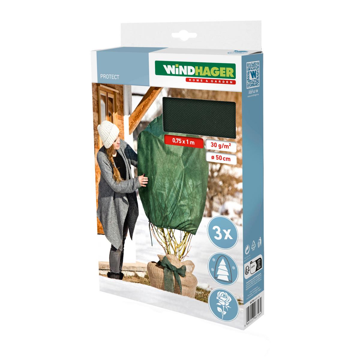 Rosenvlies-haube, 3 Stück, 75x100 Cm, Winterfest - Grün, Basics, Kunststoff (75/100cm) - Windhager