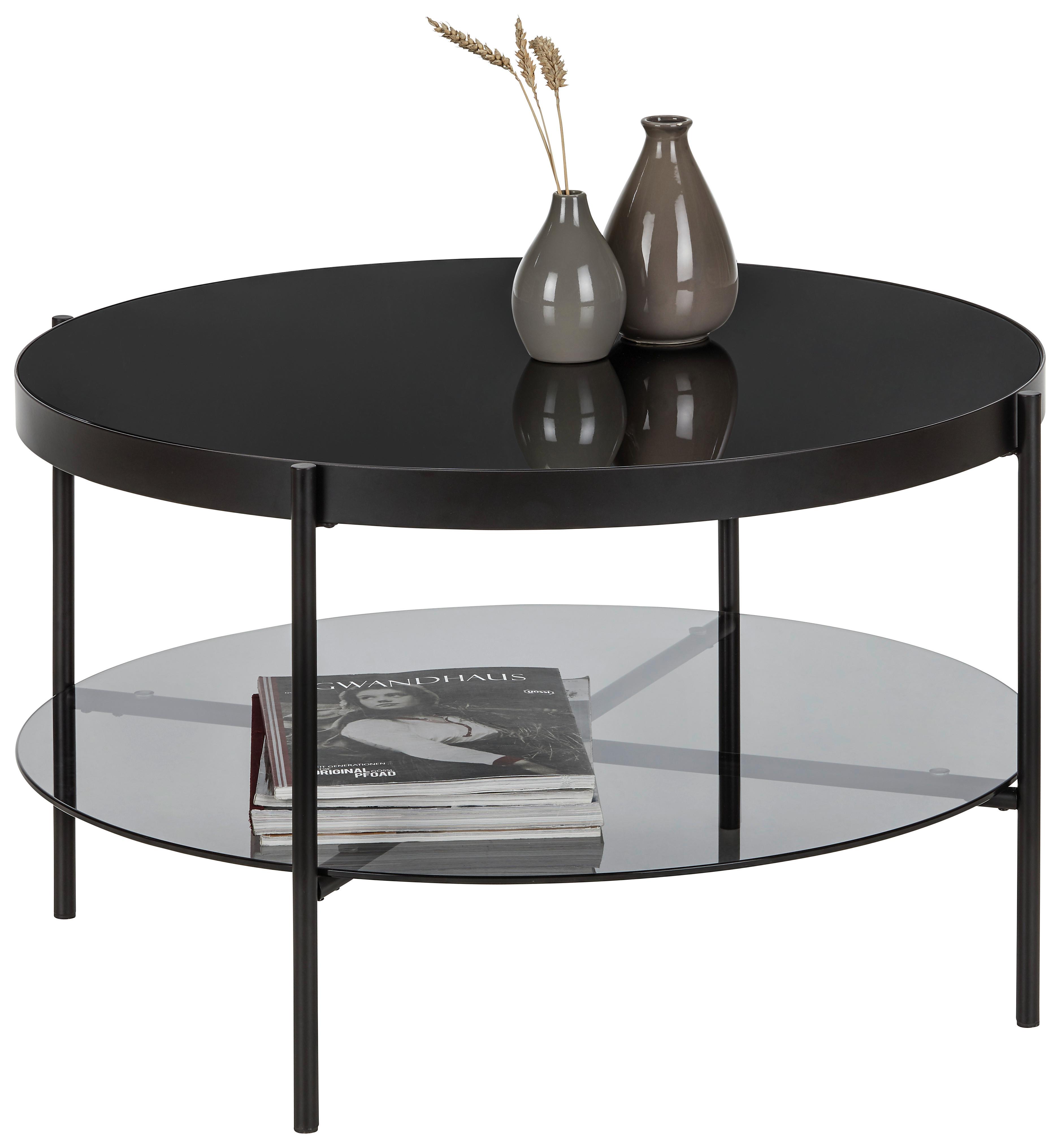 Okrúhly Konferenčný Stolík Zo Skla Aiko - čierna/sivá, Moderný, kov/sklo (75/45/75cm) - Modern Living