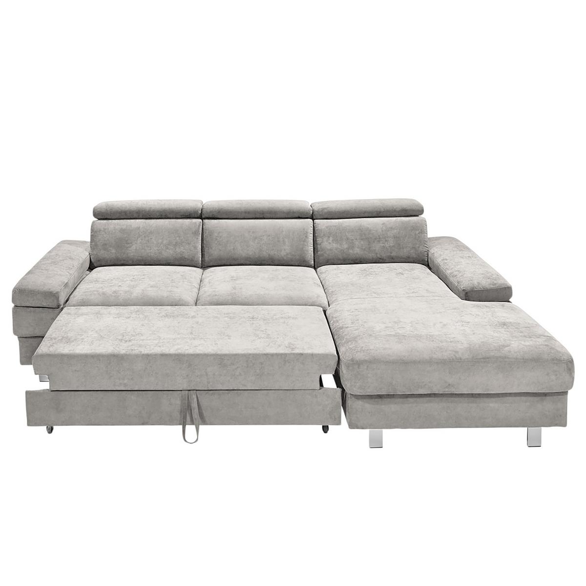 Ecksofa Elvis Silberfarben S: 259x182 Cm - Silberfarben, KONVENTIONELL, Textil (259/182cm) - Trendmanufaktur