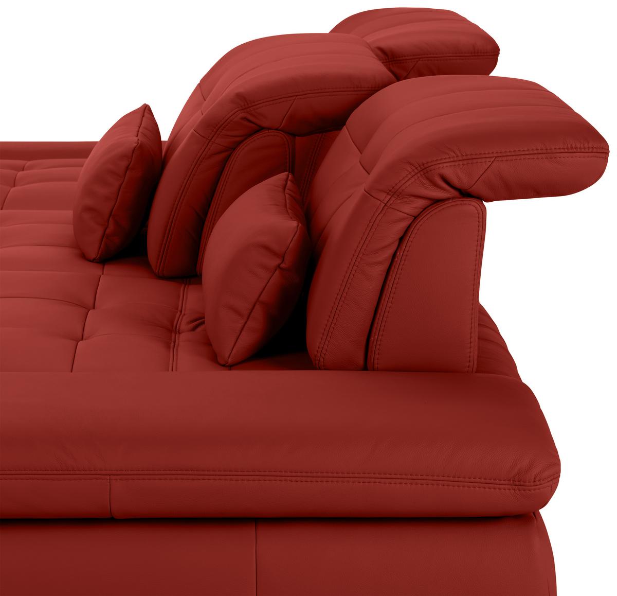 Rohová sedačka SANFINO, ľavá, červená pravá koža - chrómová/červená, Konventionell, kov/koža (199/79-96/305cm) - Premium Living