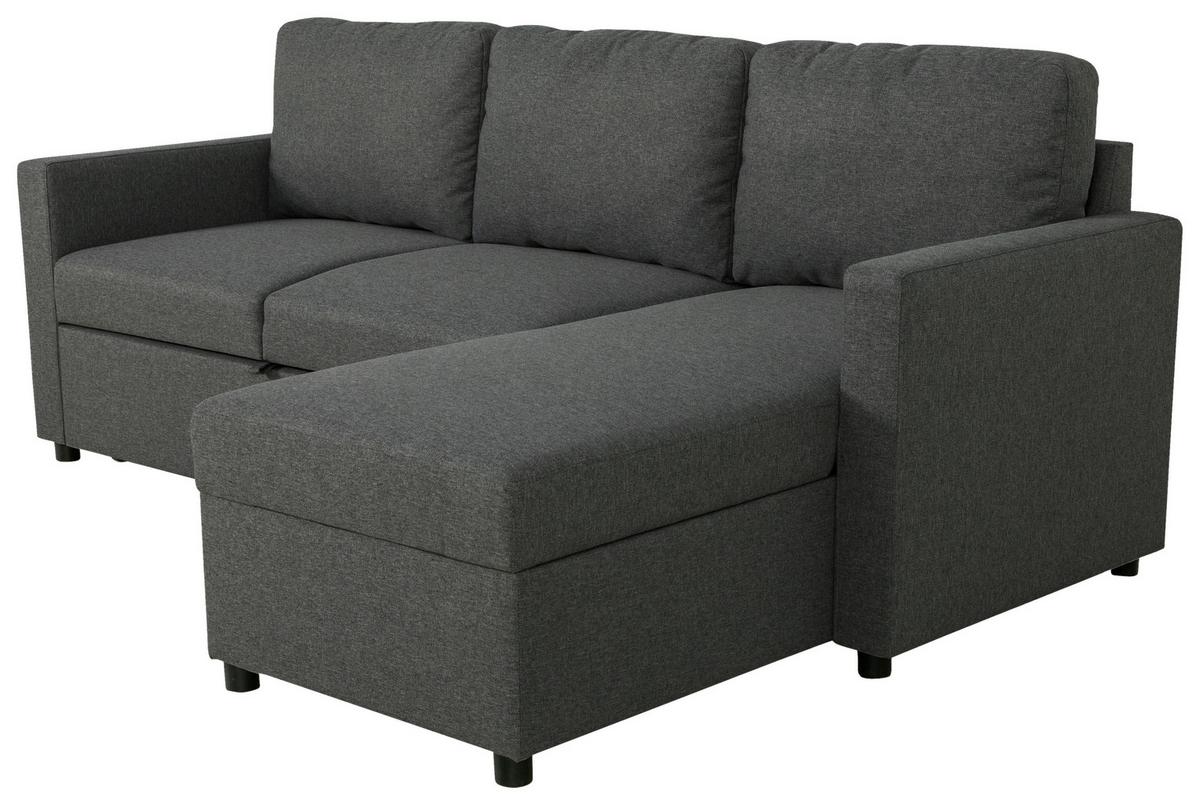 Ecksofa Rosi - Anthrazit/Schwarz, Basics, Textil (215/145cm) - P & B