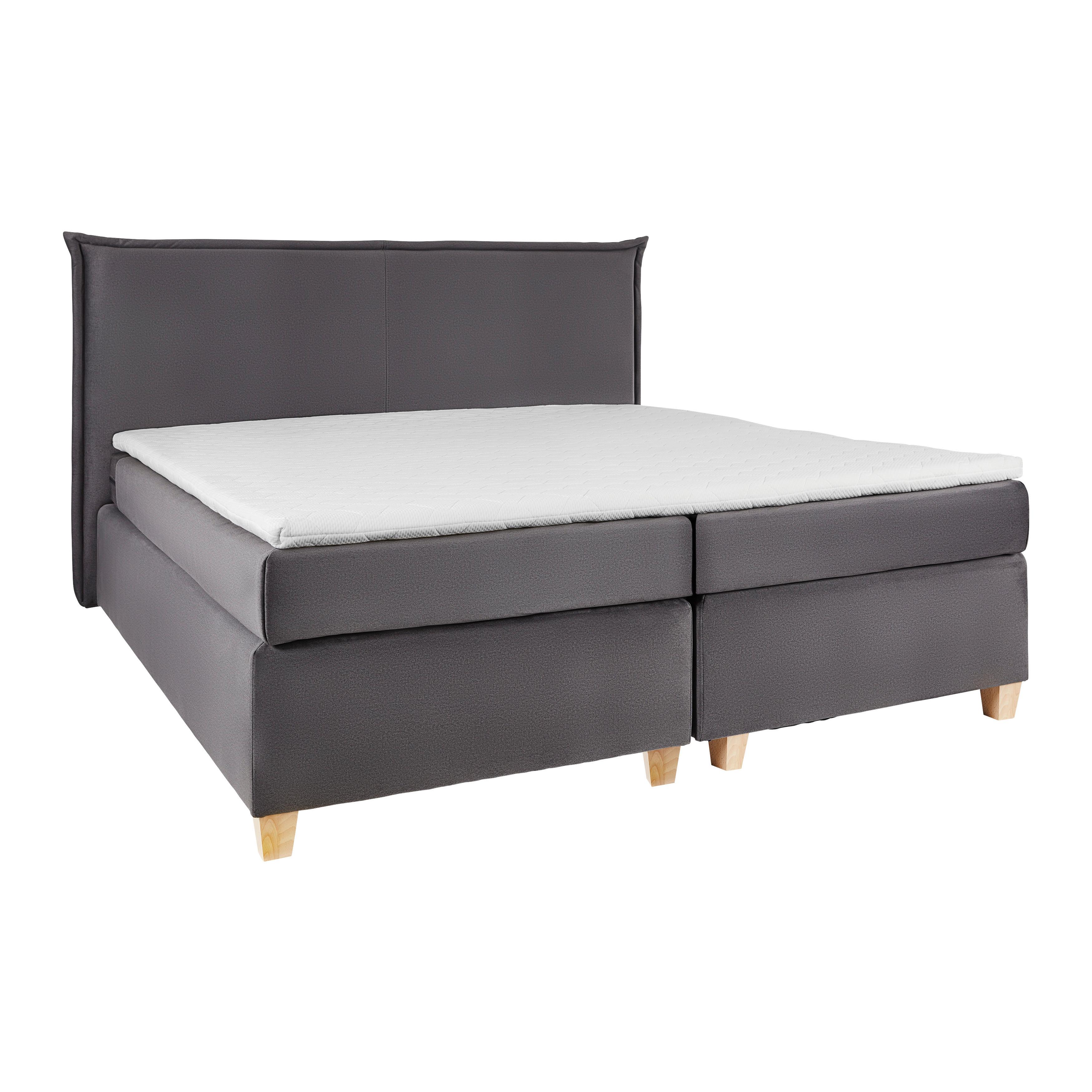 Manželská boxspring posteľ RINA, 180x200, sivá - sivá/prírodná farba, Modern, drevo/textil (180/200cm)